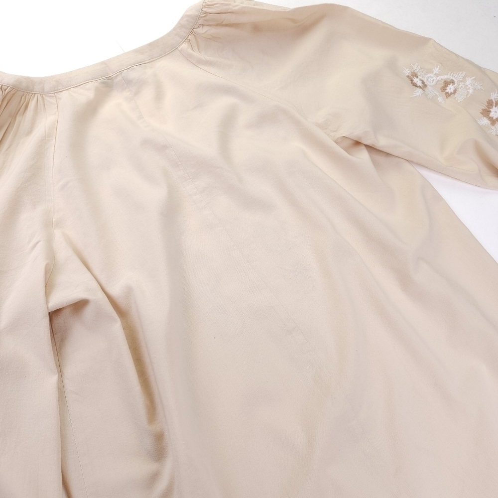 New Banana Republic Cotton Viscose Tan White Floral Embroidered Dress Sz… - Picture 13 of 14